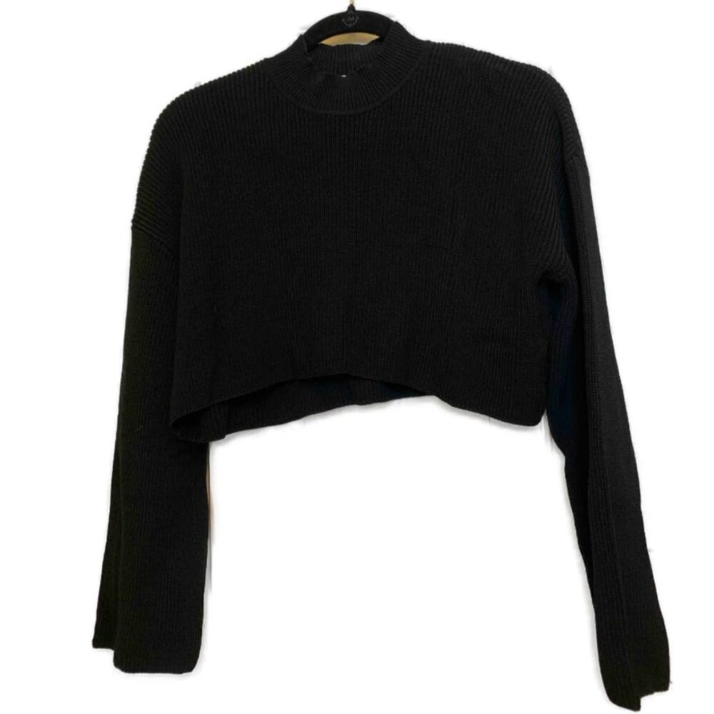 Aritzia Wilfred Cropped Knit Sweater - Black - Medium/Large